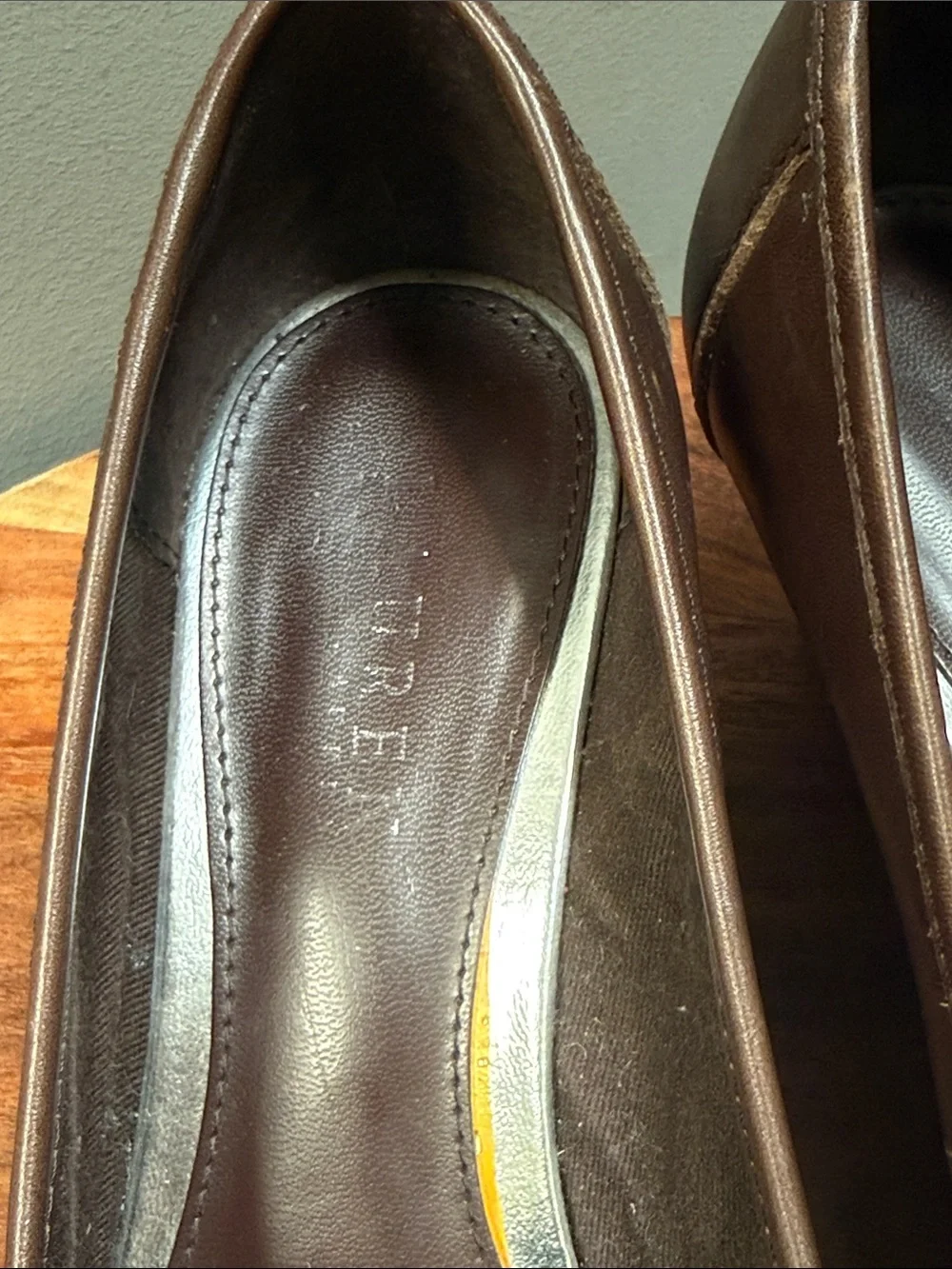 Lauren Ralph Lauren Brown Leather Wedge Loafers Size 9B Career Comfort Shoes‎